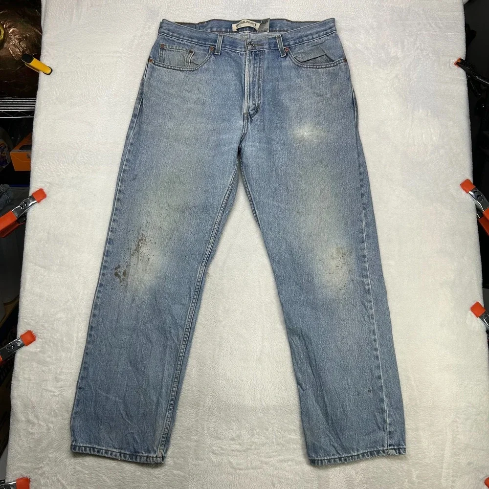 Levi's 505 Regular Fit Jeans Mens Blue Denim Pockets Straight Zip Fly - 36X30